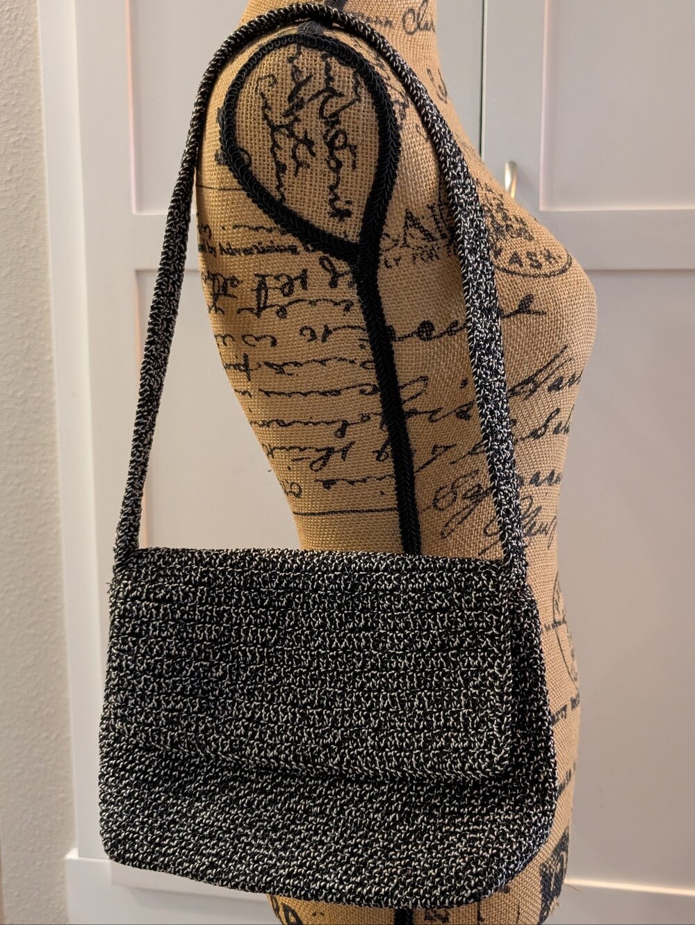 The Sak Black and White Crotchet Shoulder Bag